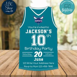 Charlotte Hornets Jersey Birthday Flyer Instant Download