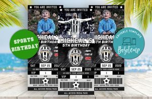 Cristiano Ronaldo Juventus Ticket Birthday Editable Templates Instant Download