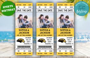 Southern Miss Golden Eagles  Save The Date Wedding Engagement Announcement Ticket Invitation Instant Download
