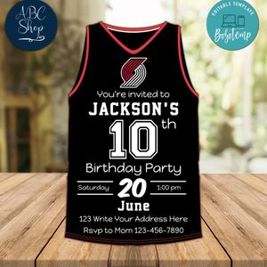 Portland Trail Blazers Jersey Birthday Flyer Instant Download