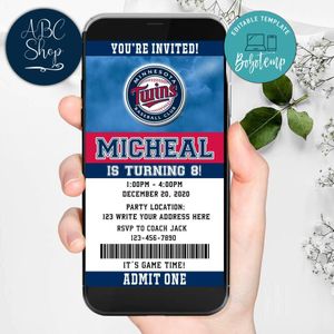 Electronic Minnesota Twins Birthday Flyer Instant Download