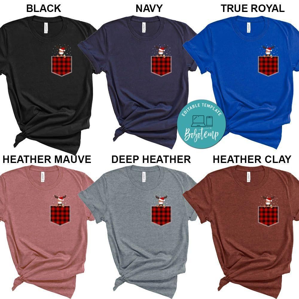 Red Plaid Reindeer in Pocket Christmas Shirt