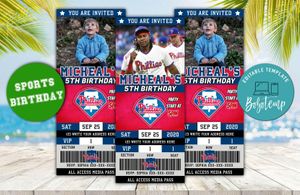 Philadelphia Phillies Ticket Birthday Editable Templates Instant Download
