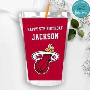 Miami Heat Birthday Capri Sun Juice Label Instant Download