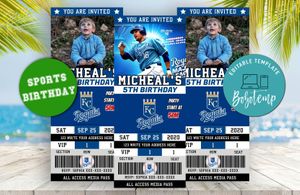 Kansas City Royals Ticket Birthday Editable Template Instant Download