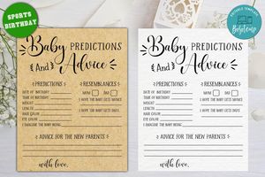 Editable Baby Predictions and Advice Cards Shower Game Instant Download