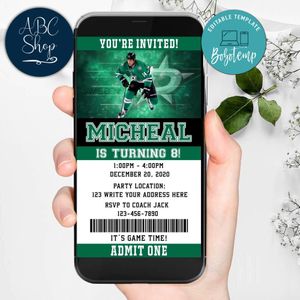 Electronic Dallas Stars Ticket Electronic Invite Birthday Invitations Instant Download