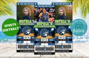 Editable Minnesota Lynx Birthday Ticket Invitations Instant Download