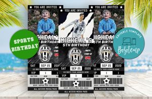 Cristiano Ronaldo Juventus Party Ticket Invitations Instant Download