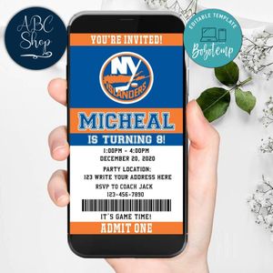 Electronic New York Islanders Birthday Invitation Instant Download
