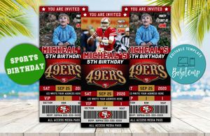 Editable San Francisco 49ers Birthday Ticket Invitation Instant Download