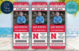 Printable Nebraska Cornhuskers Birthday Ticket With Photo Invitation Instant Download
