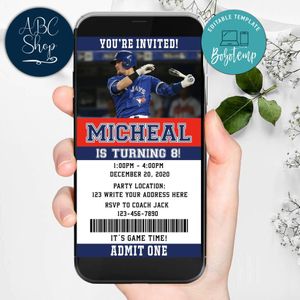 Electronic Toronto Blue Jays Electronic Invite Birthday Invitations Instant Download