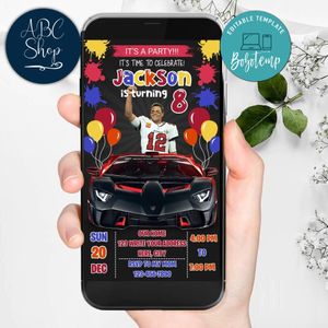 Mobile Tom Brady Tampa Bay Buccaneers Drive By Birthday Parade Electronic Invite Invitation Template Instant Download