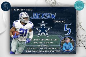 Dallas Cowboys Birthday Invitation Template to Print at Home Instant Download