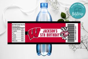 Wisconsin Badgers Water Bottle Labels Instant Download