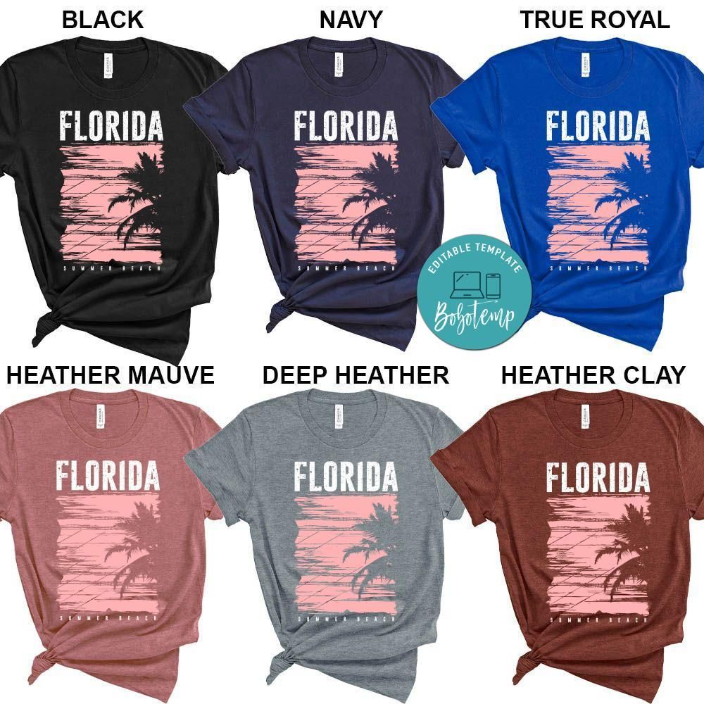 Florida Summer Beach With Sunset Palm Silhouette Shirt