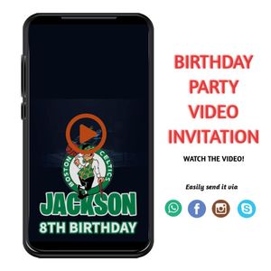 Boston Celtics Birthday Video Invitation Digital Template Customizable Instant Download