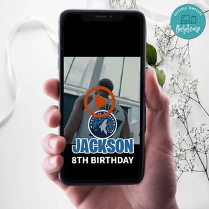 Minnesota Timberwolves Birthday Video Invitation Digital Template Customizable Instant Download