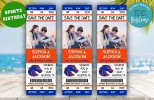 Boise State Broncos Save The Date Wedding Engagement Announcement Ticket Invitation Instant Download