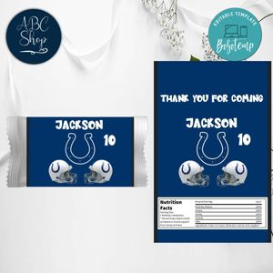 Indianapolis Colts Candy Bar Wrapper Digital File Printable Instant Download