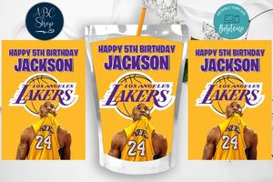 Printable Kobe Bryant Los Angeles Lakers Birthday Capri Sun Juice Label Instant Download