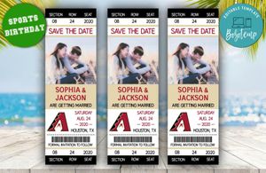Editable Arizona Diamondbacks Save The Date Wedding Engagement Announcement Ticket Invitation Instant Download