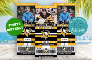 Pittsburgh Penguins Ticket Birthday Editable Templates Instant Download