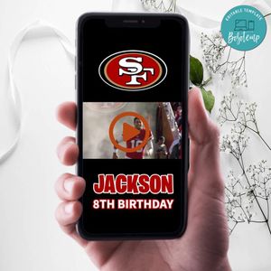 San Francisco 49ers Birthday Video Invitation Digital Template Customizable Instant Download