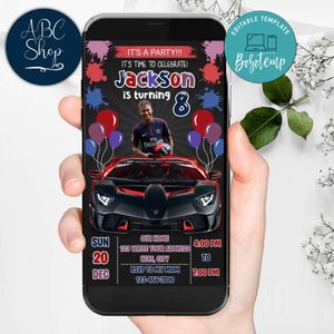 Mobile Neymar Paris Saint Germain Drive By Birthday Parade Electronic Invite Invitation Template Instant Download