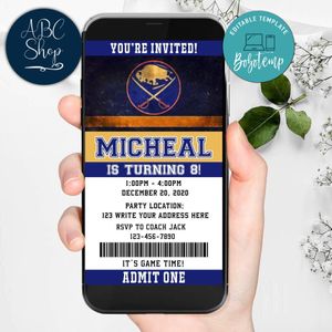 Electronic Buffalo Sabres Birthday Flyer Instant Download