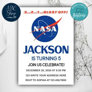 Printable NASA Birthday Invitation Instant Download