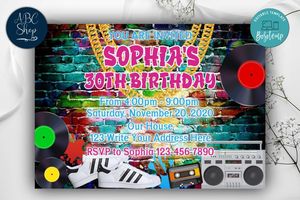 Printable Graffiti Birthday Invitations Instant Download