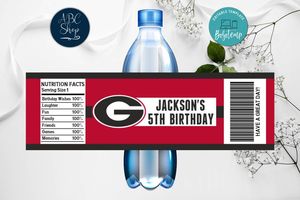 Printable Georgia Bulldogs Water Bottle Labels Instant Download