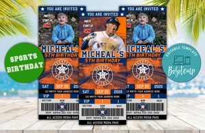 Houston Astros Birthday Ticket Party Invitations DIY
