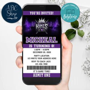 Electronic Sacramento Kings Electronic Invite Birthday Invitations Instant Download
