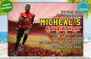 Editable Manchester United Birthday Invitations Instant Download