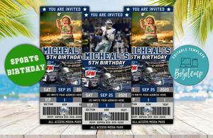 Dallas Cowboys Ticket Birthday Editable Templates DIY