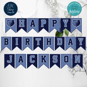 Memphis Grizzlies Birthday Banner Digital Files