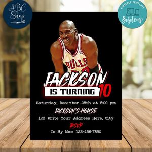 Michael Jordan Birthday Invitation Instant Download
