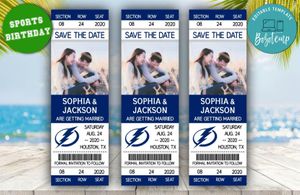 Tampa Bay Lightning Save The Date Wedding Engagement Announcement Ticket Invitation Instant Download