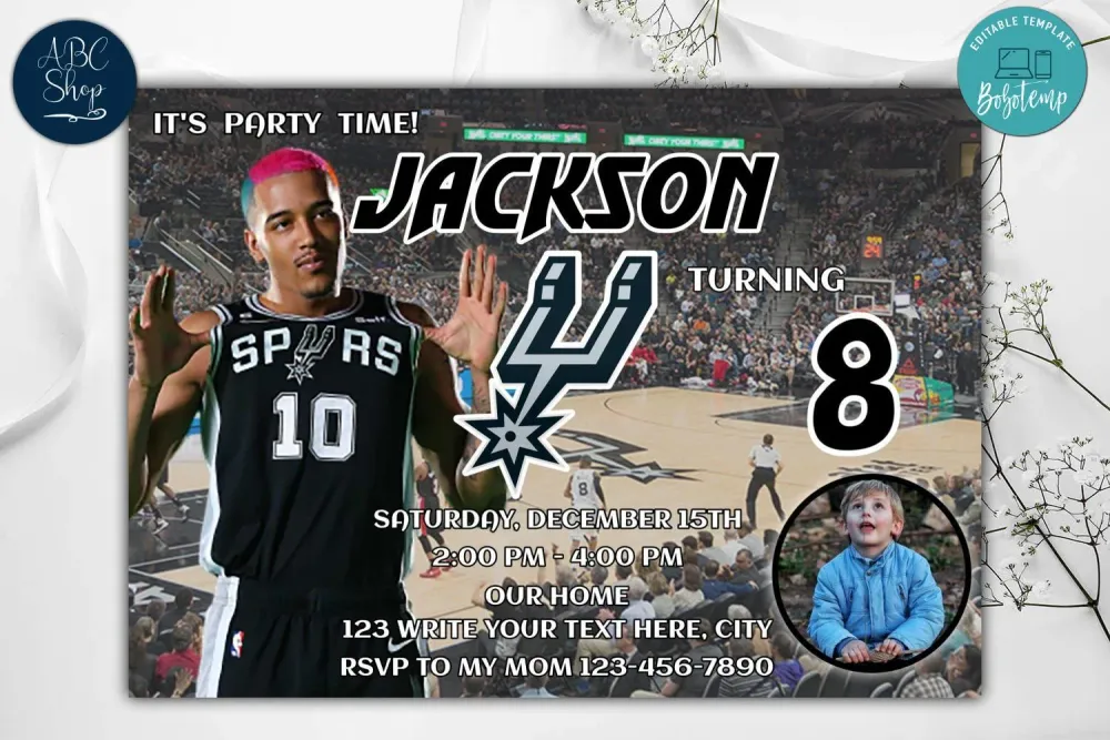 San Antonio Spurs Birthday Invitation Instant Download Bobotemp