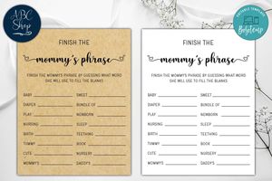 Printable Finish Mommy's Phrase Baby Shower Game Instant Download