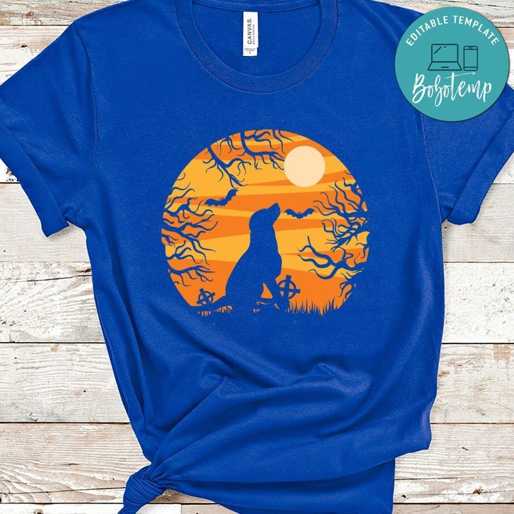 Lonely Dog Halloween Vintage Bat Moon Shirt