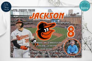 Baltimore Orioles Birthday Invitations Template to Print at Home Instant Download