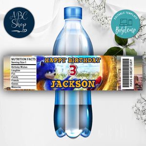 Printable Sonic The Hedgehog Water Bottle Labels DIY