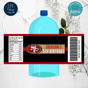 San Francisco 49ers Birthday Gatorade Label Template to Print at Home Instant Download