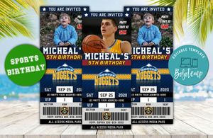 Denver Nuggets Ticket Birthday Editable Templates Instant Download