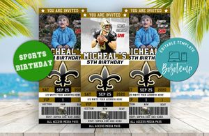 Editable New Orleans Saints Birthday Ticket Invitations Instant Download