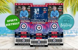 Editable Winnipeg Jets Birthday Ticket Invites Instant Download